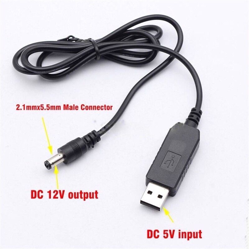Dây Cáp Chuyển Đổi 5V USB sang 12V 500mA(Mất điện vẫn có Mạng & WiFi).