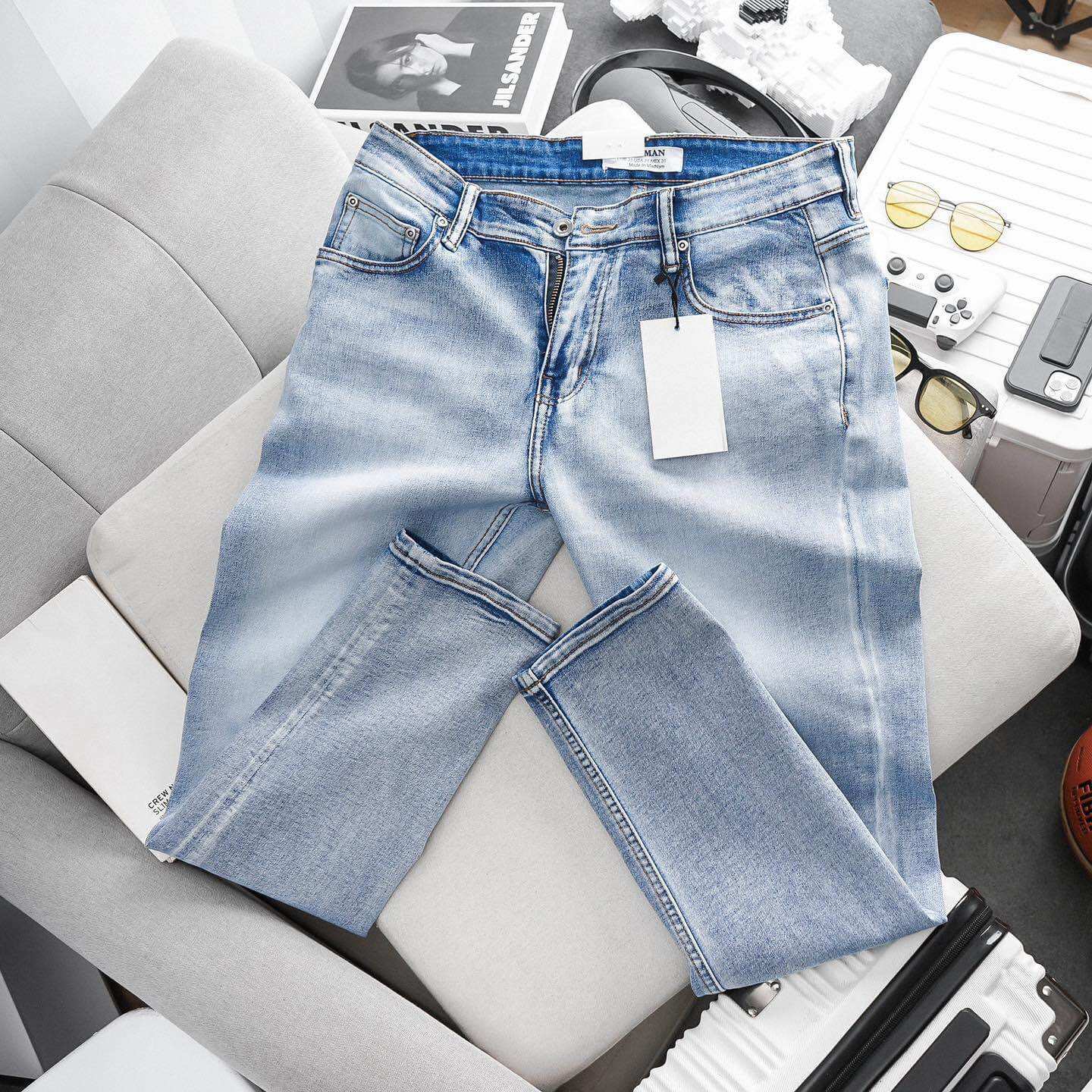 Quần Jean nam ZR xanh đậm (Form Slimfit,chất vải co dãn,ống 15-18cm,Hàng VNXK)
