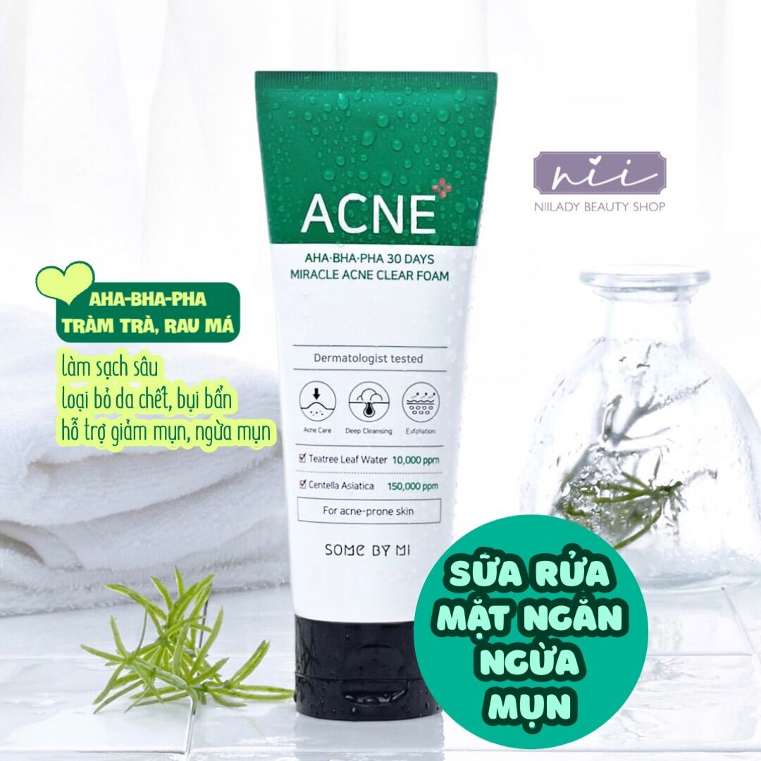 [HCM]Sữa Rửa Mặt Some By Mi AHA-BHA-PHA 30 Days Miracle Acne Clear Foam