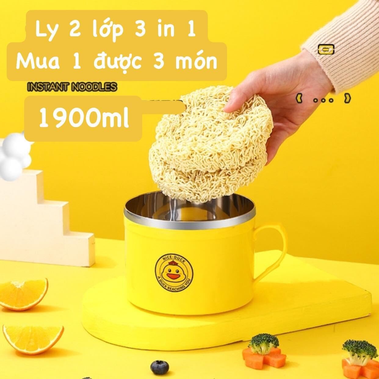 Chén 2 lớp inox 304 3 in 1