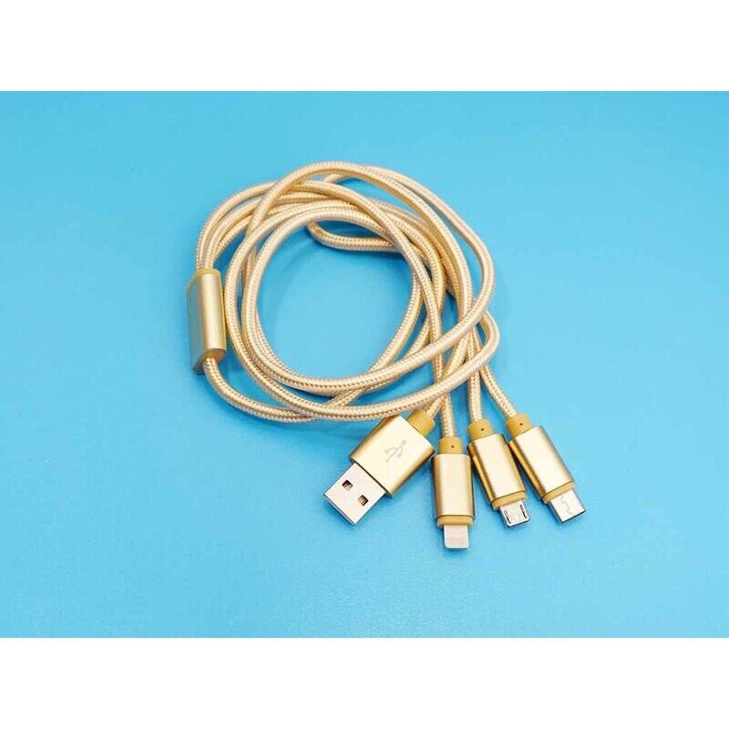 Cáp Sạc 3 Đầu Đa Năng Dây Dù 3 in 1: Lightning - Micro USB - Type C
