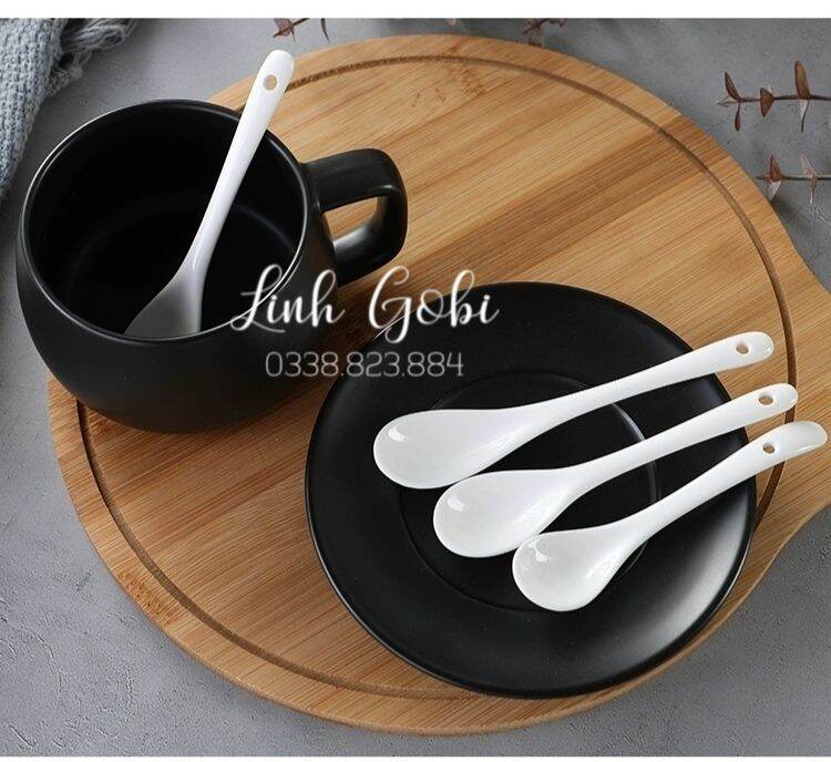 Thìa sứ , thìa cafe men trắng