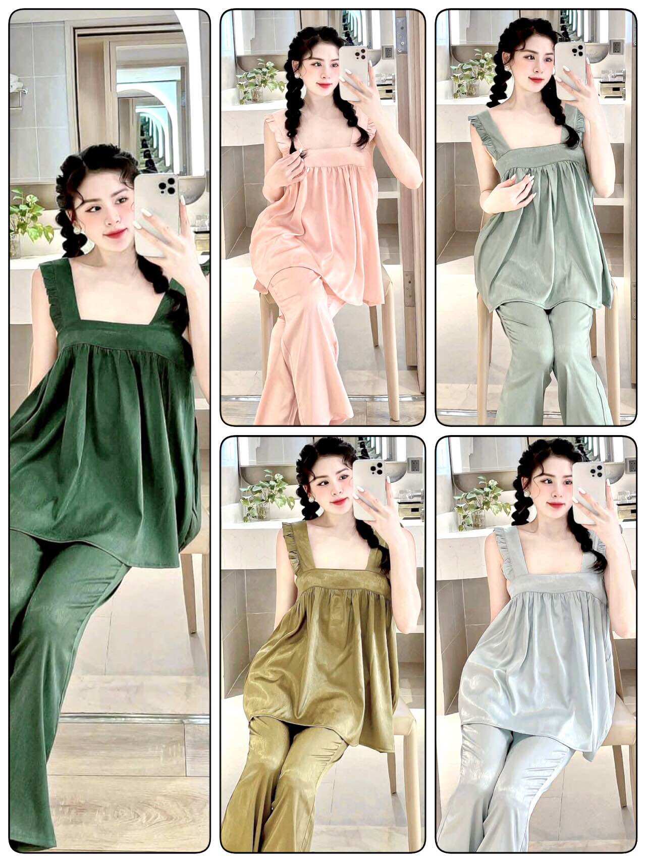 Bộ lụa xước ánh kim tay cánh tiên hàng đẹp mềm mịn size 40/60kí