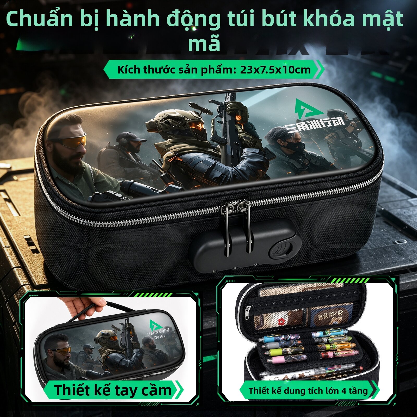 MINGZHUO | Vỏ Bút Dung Lượng Lớn Công Nghệ Đen Hợp Tác