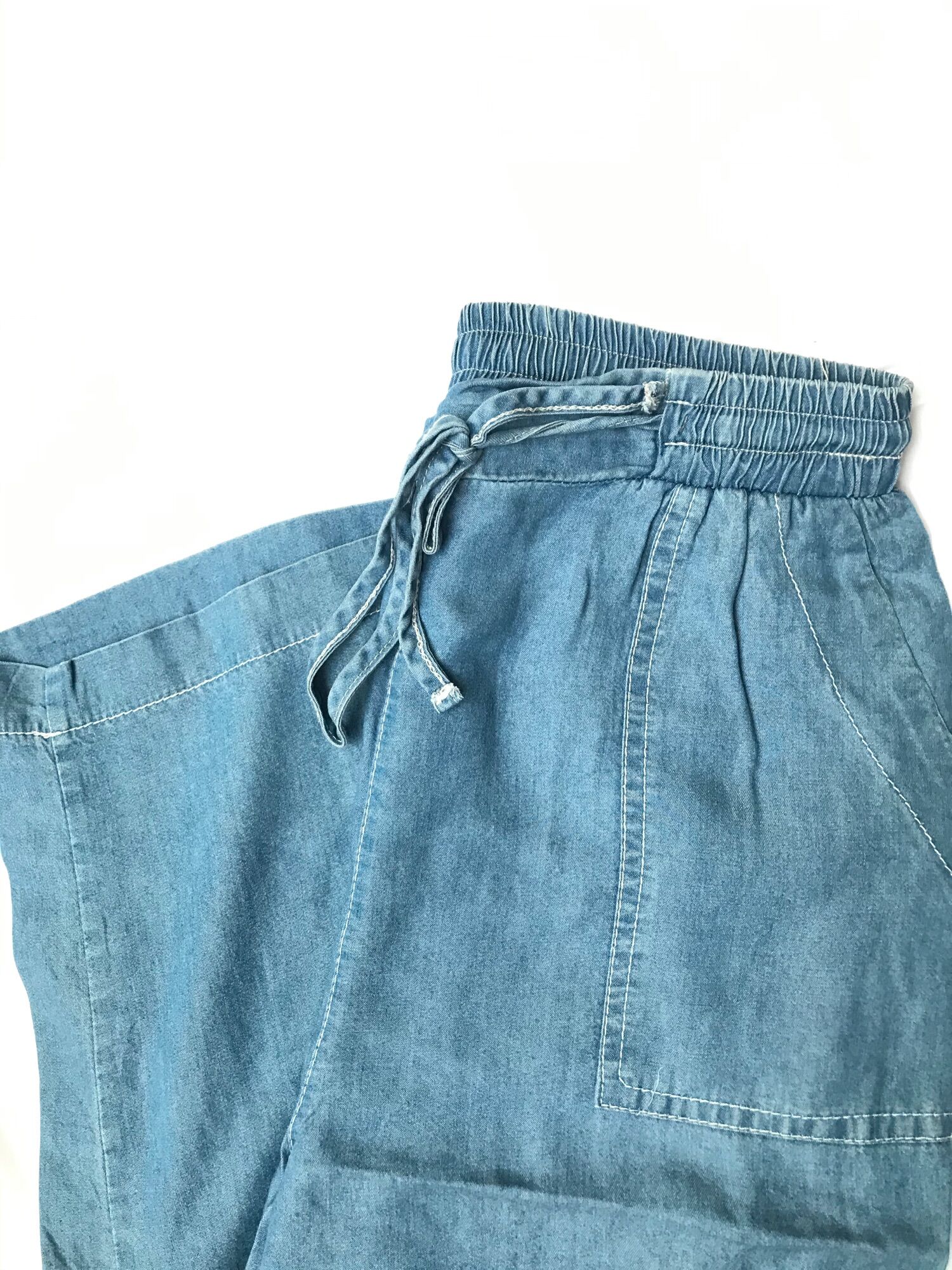 Quần bò giấy cạp chun ống rộng