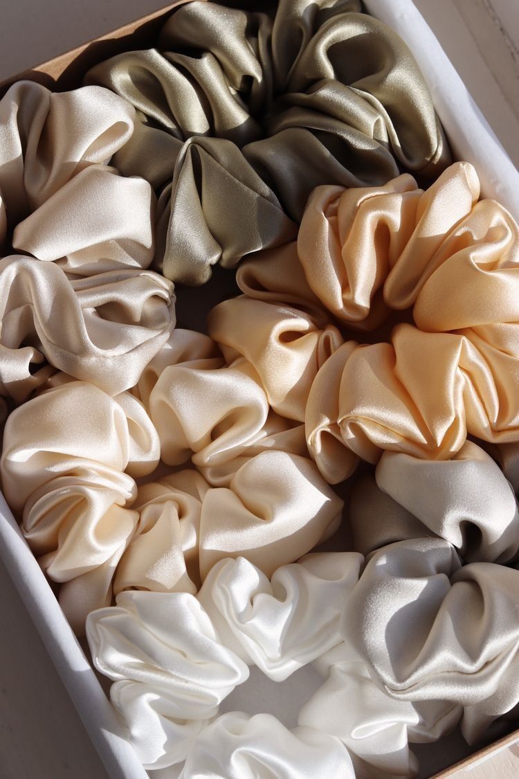 Scrunchie Lụa Satin Dây Cột Tóc Lụa Satin Dây Buộc Tóc Lụa Phụ Kiện Tóc