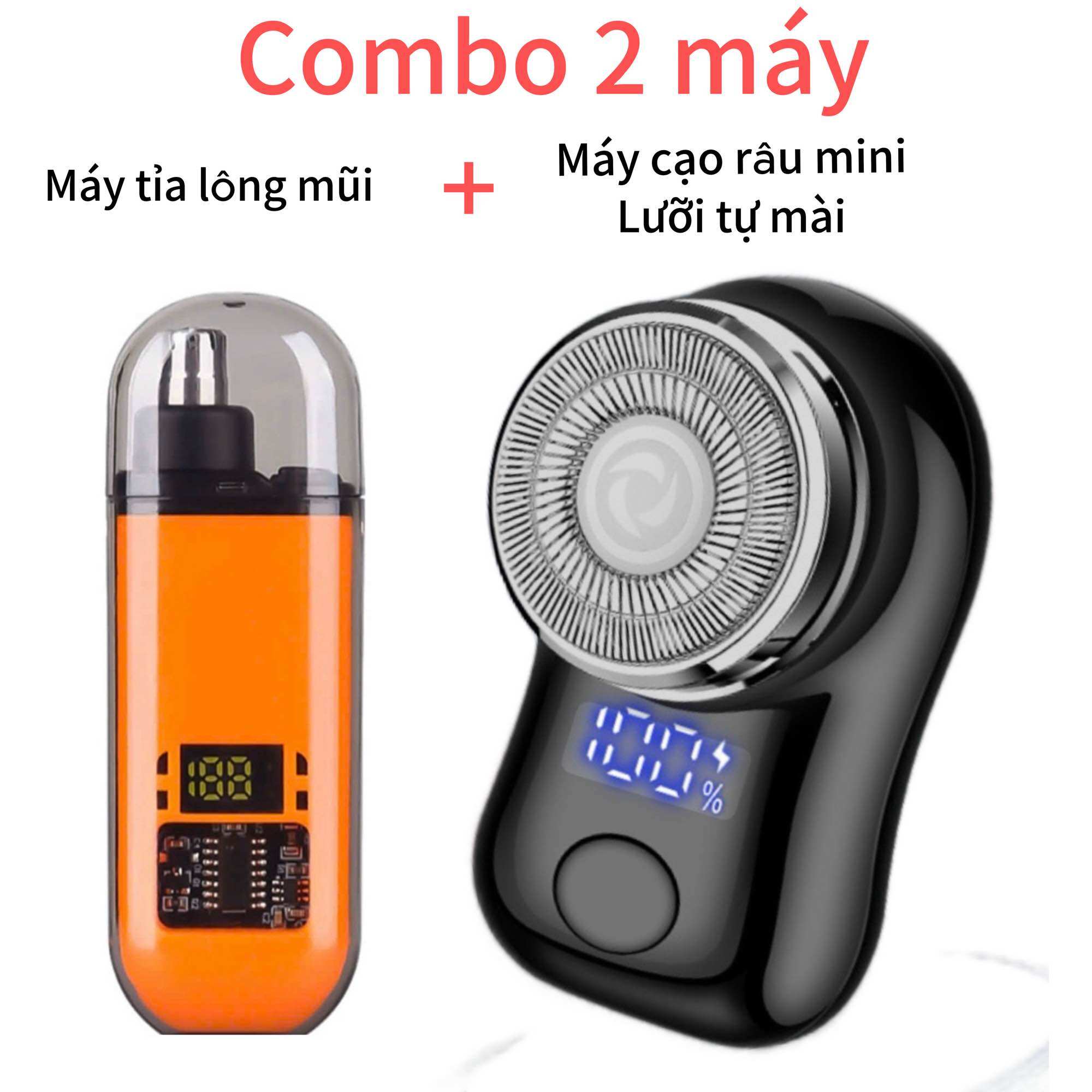  Combo máy cạo râu mini lưỡi kéo tự mài + máy tỉa lông mũi thông minh nhỏ gọn,an toàn rễ vệ sinh 