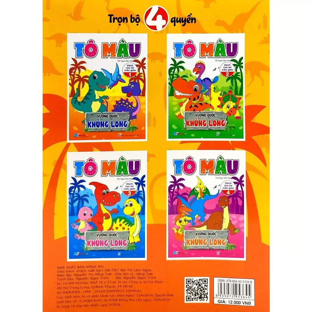 Sách Tô Màu Khủng Long Cho Bé - Tâp1