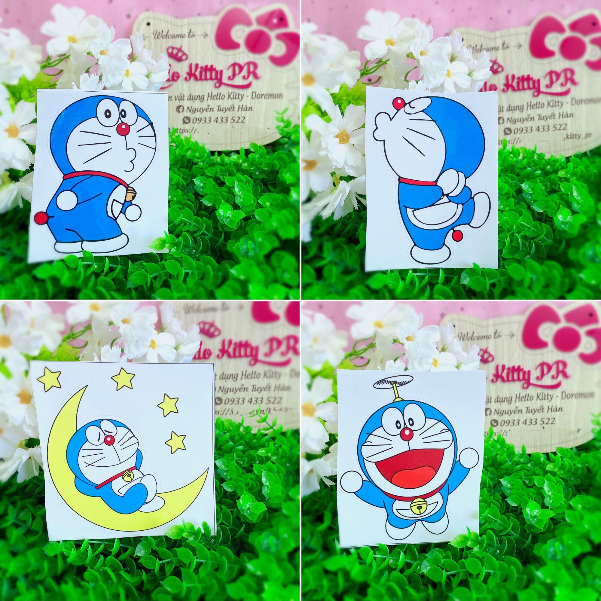 Decal dán trang trí ( ổ điện, nón bảo hiểm, xe, tủ lạnh ) Doraemon Doremon