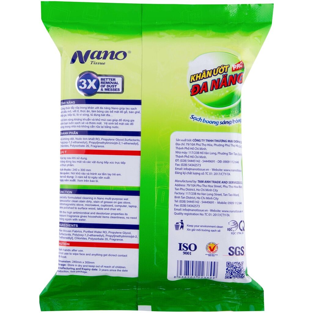 KHĂN ƯỚT ĐA NĂNG NANO 30 miếng