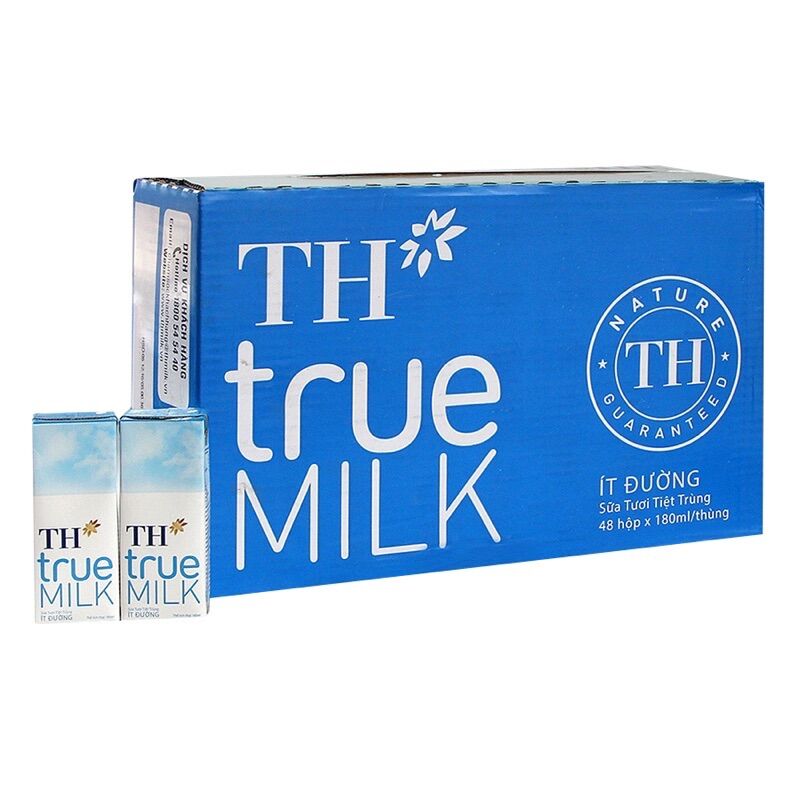 Sữa tiệt trùng TH True Milk 180ml ít đường