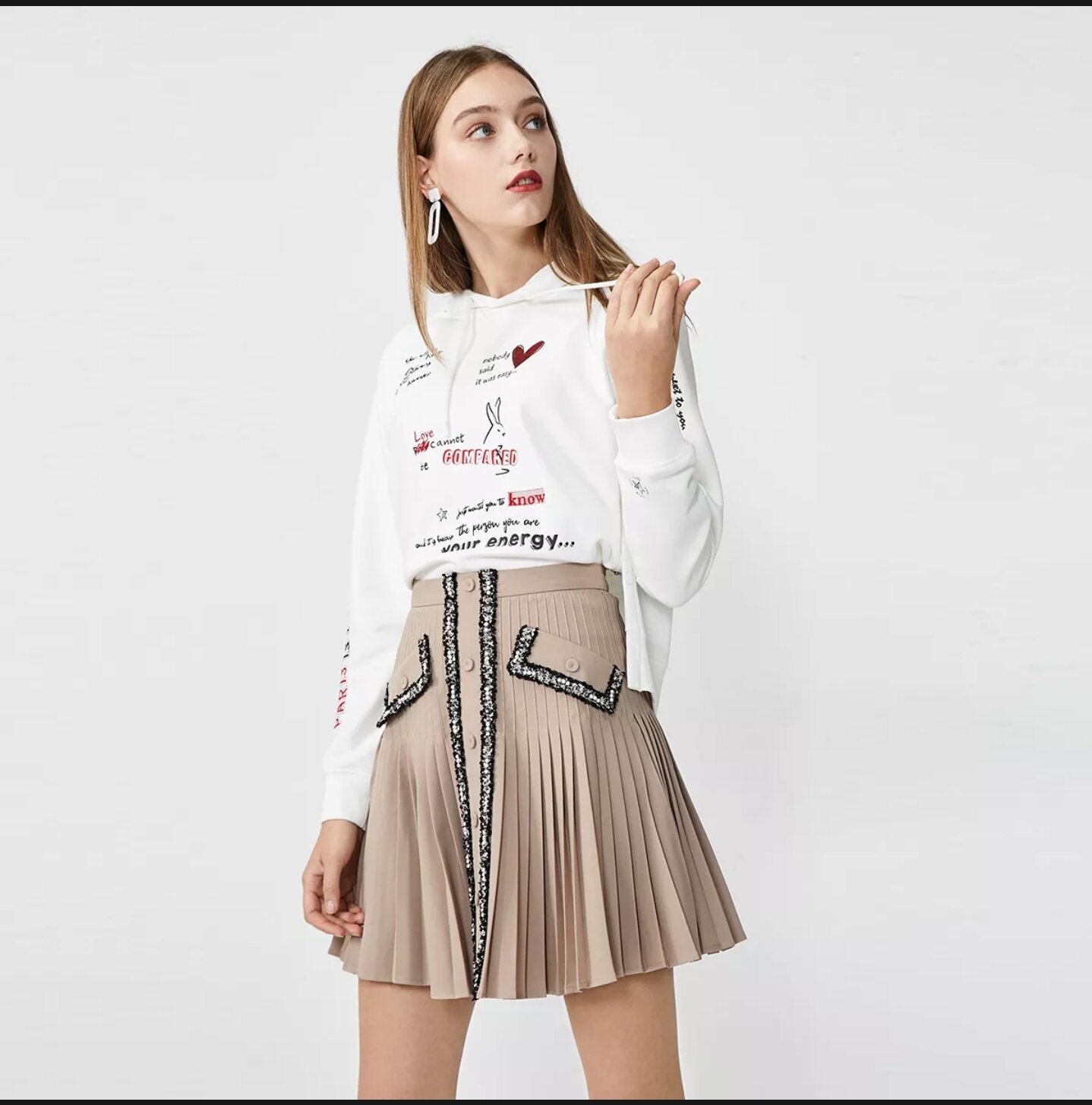 vero moda - chân váy mini xếp li cạp cao cho nữ