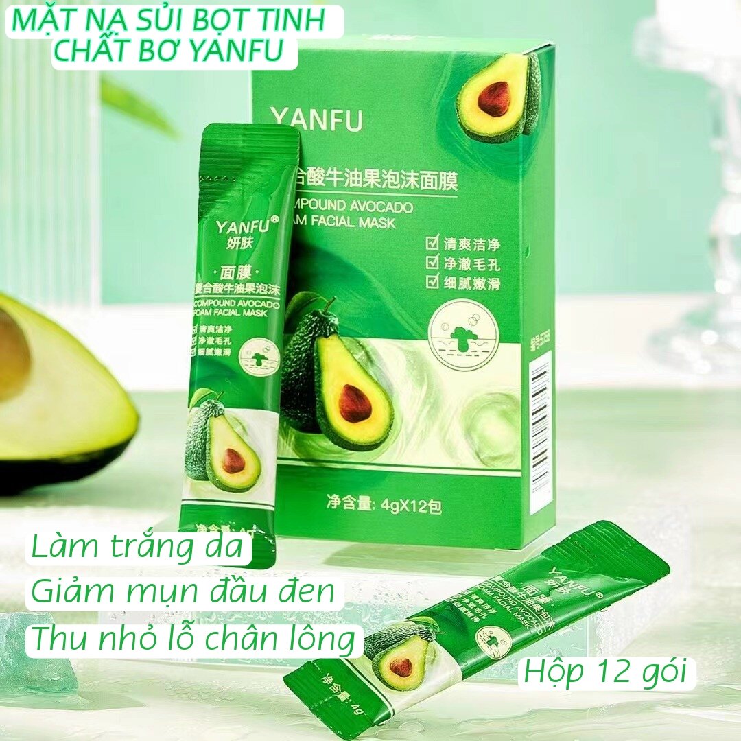 Sủi bọt Bơ Yanfu làm Sạch Da mặt Se khít Lỗ Chân Lông Trắng Sáng