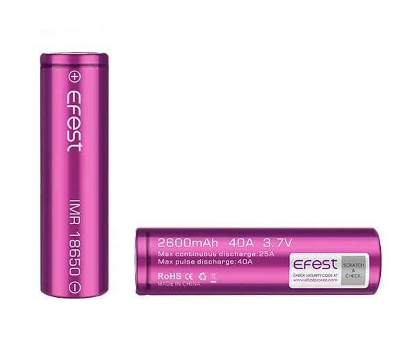 2 Pin sạc cao cấp EFEST 18650 - 2600mAh-40A