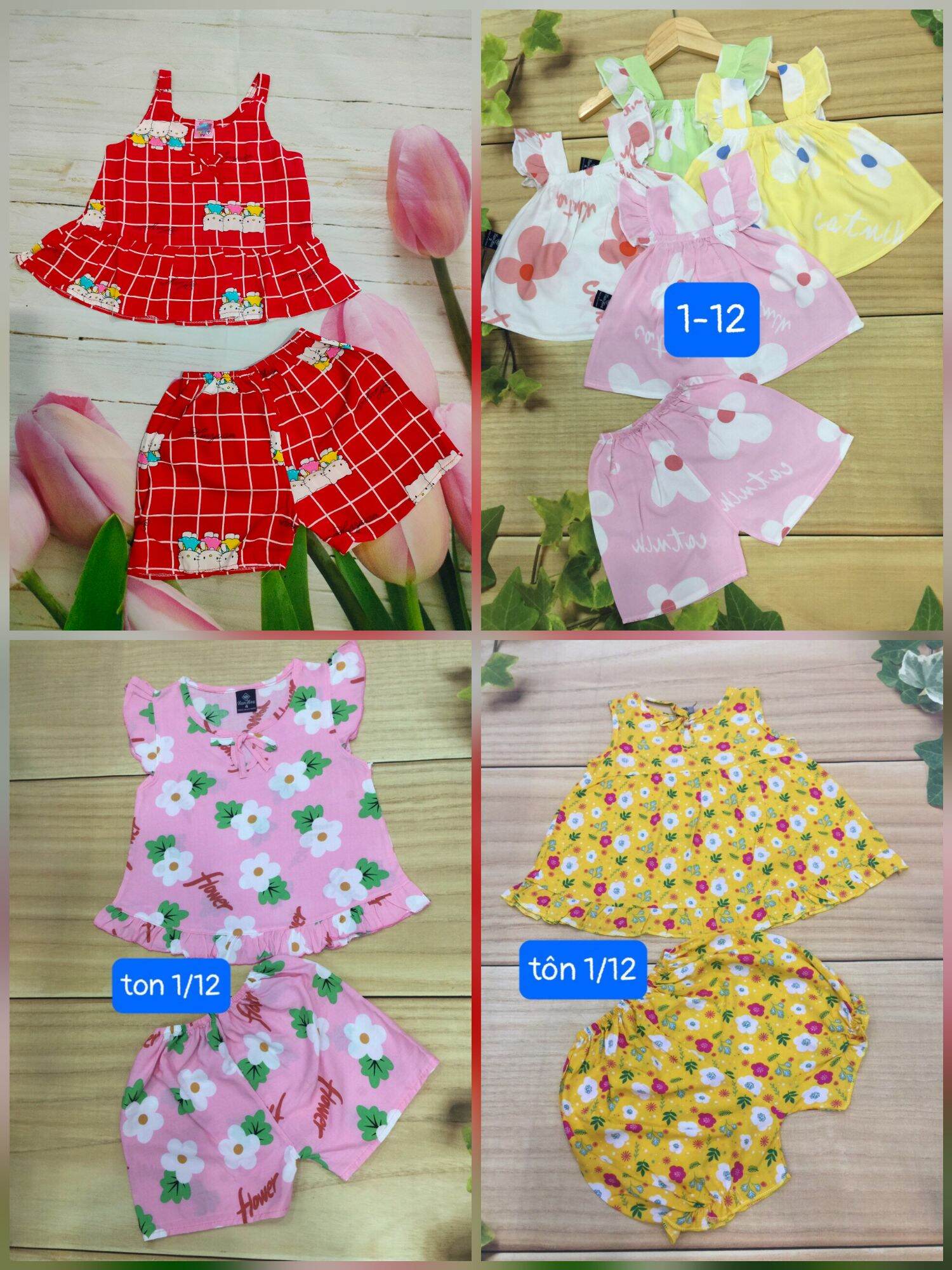 Đồ bộ tôn cho bé gái. size từ 5-16kg