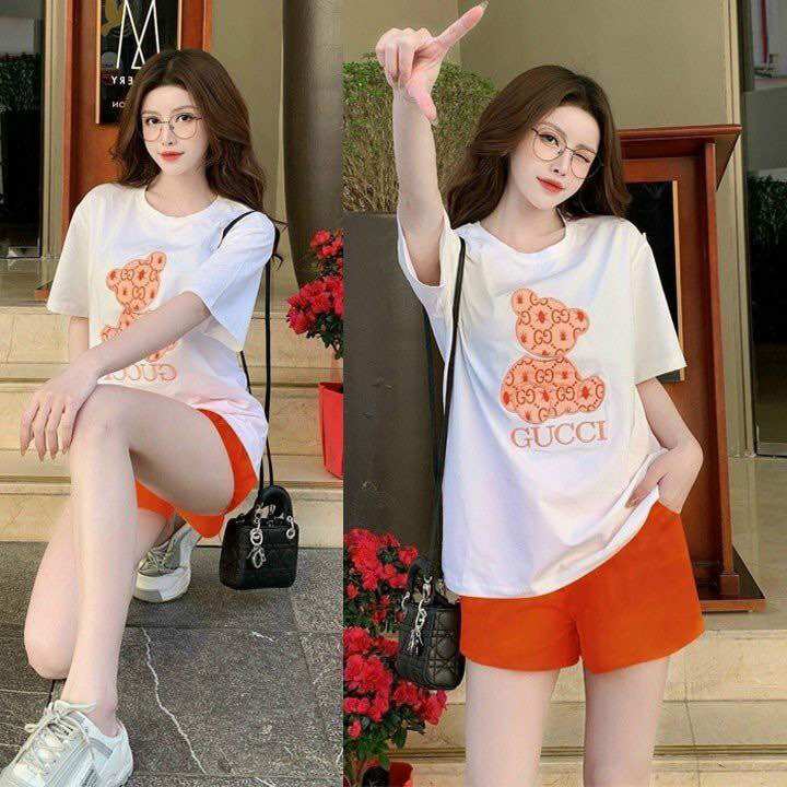 SÉT BỘ SHORT COTTON THÊU GẤU CAO CẤP