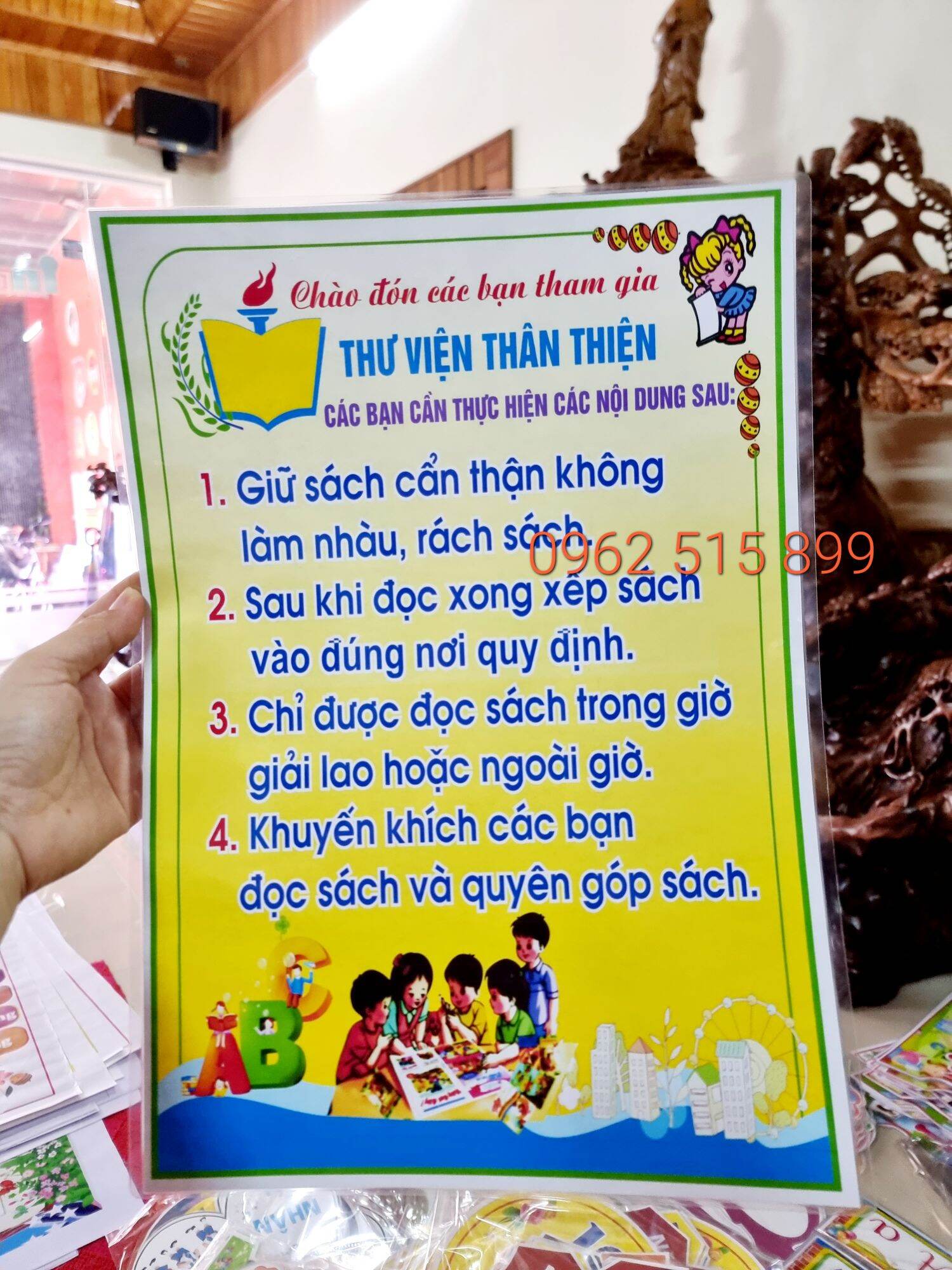 Nội quy Thư viện lớp Khổ A3