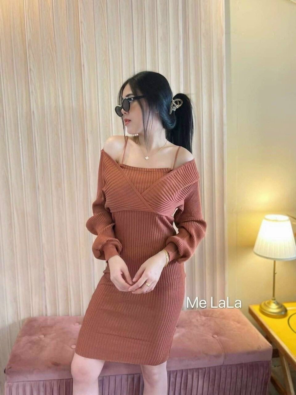 Đầm Body Gân Phối Yếm