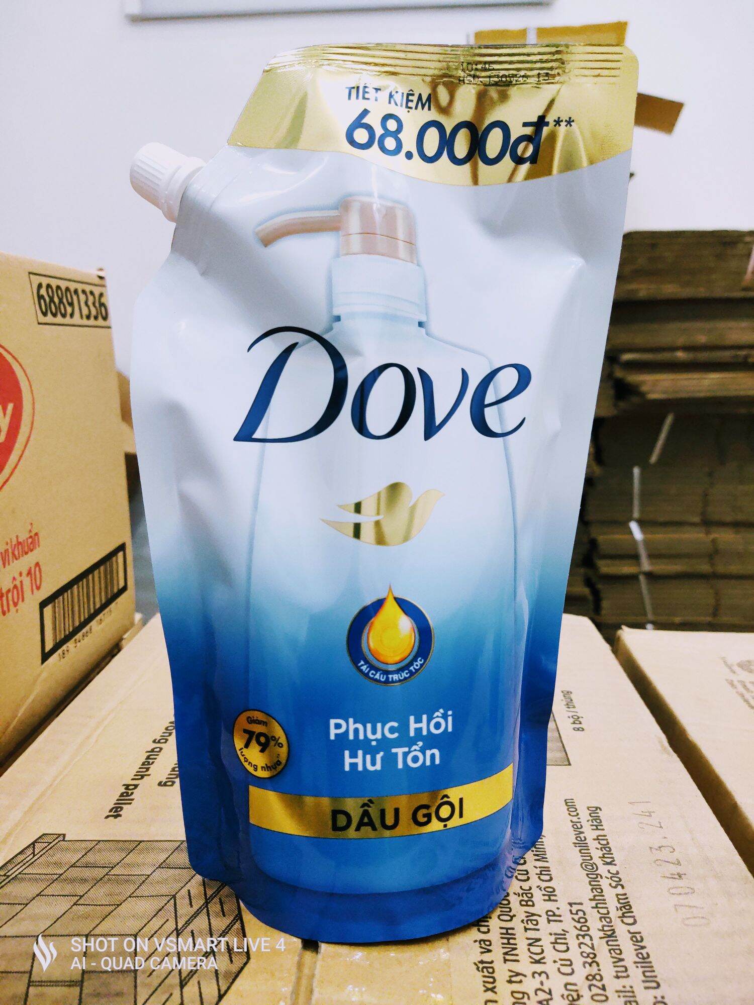 Dầu gội đầu dove túi 640g.