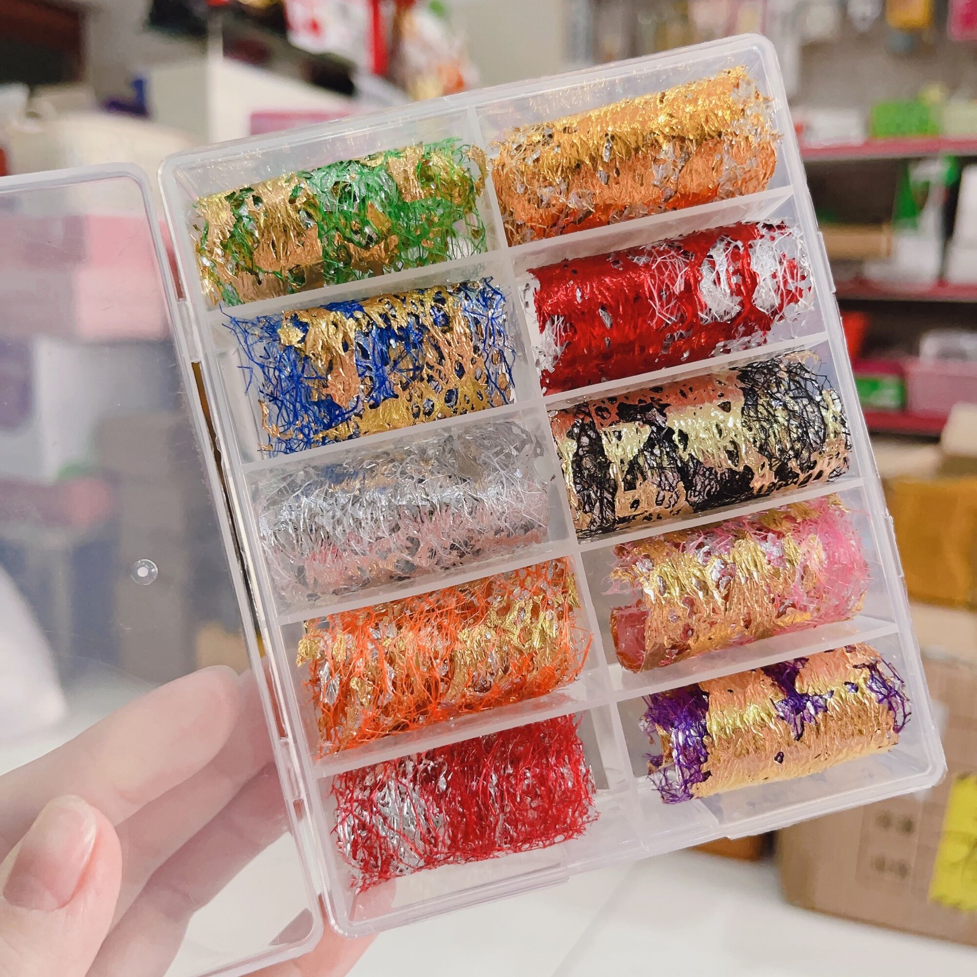 Set foil ren lưới màu trang trí nail