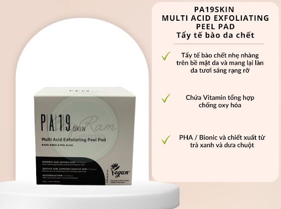 Toner pad tẩy tế bào chết pa19skin multi acid exfoliating peel pad