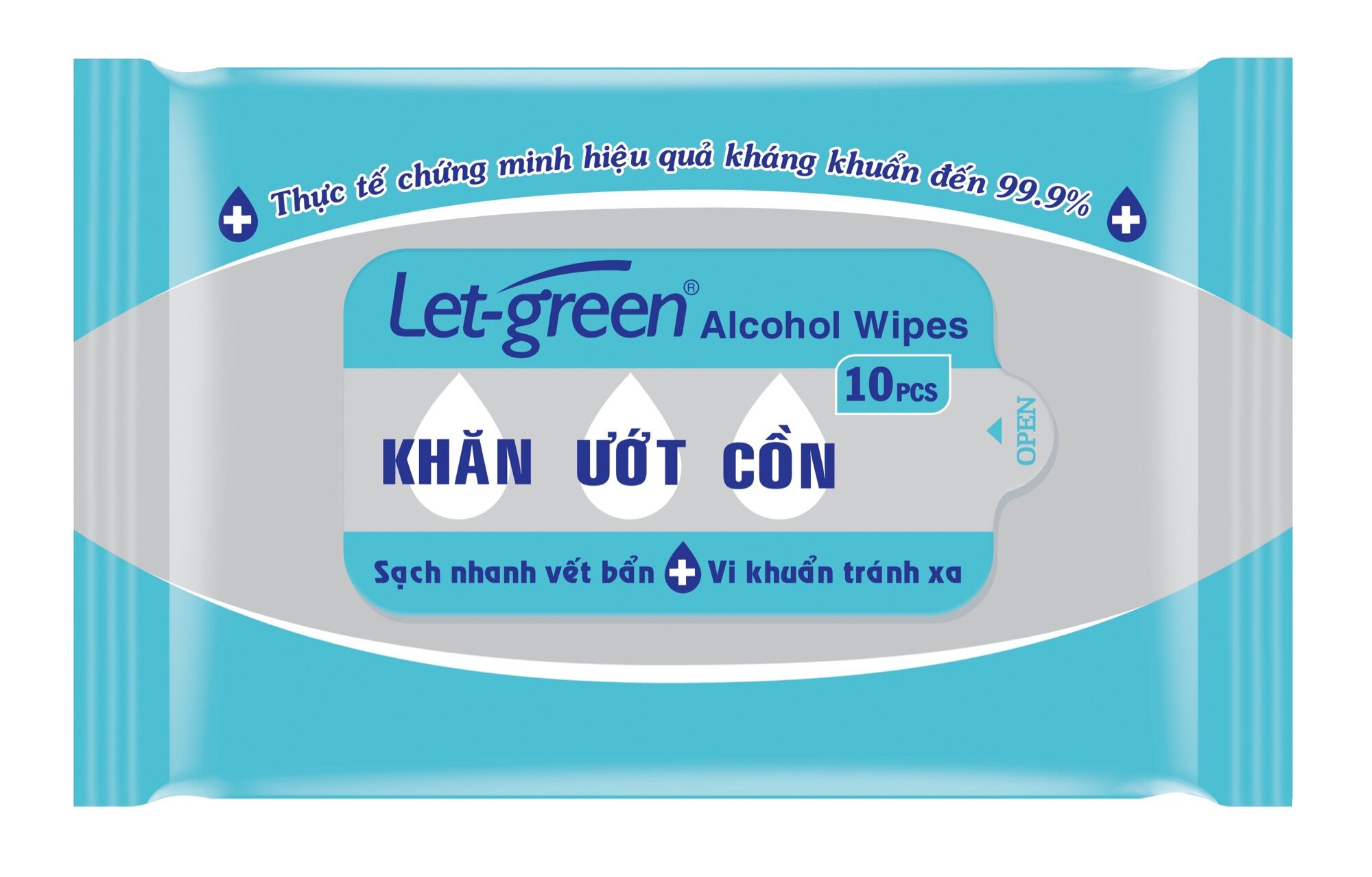 Khăn ướt cồn diệt khuẩn Let Green bỏ túi 10 miếng/túi