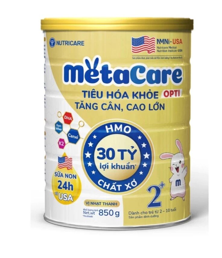 Sữa bột Metacare Opti 2+ tiêu hóa khỏe, tăng cân, cao lớn 850gr (date mới)