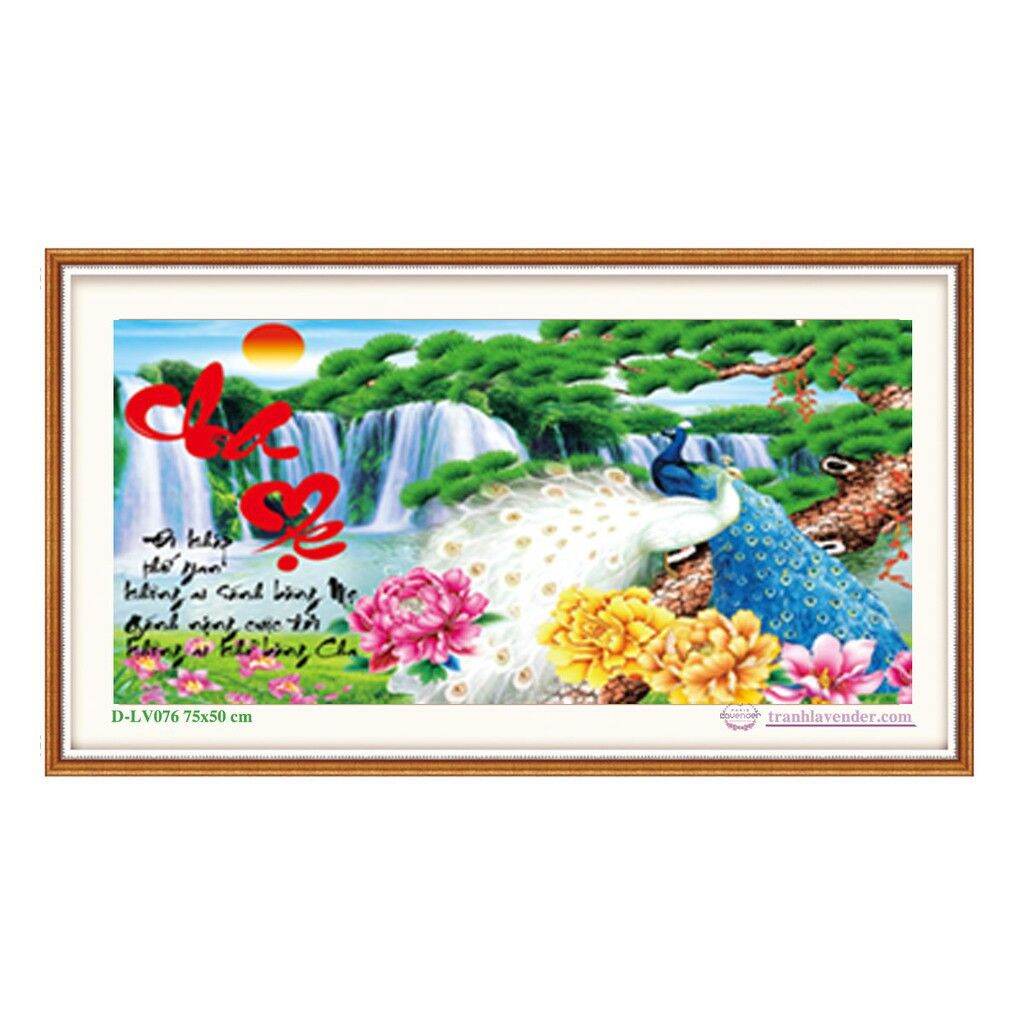 [ Siêu rẻ ] Tranh đính đá Cha Mẹ kích thước 75*50cm
