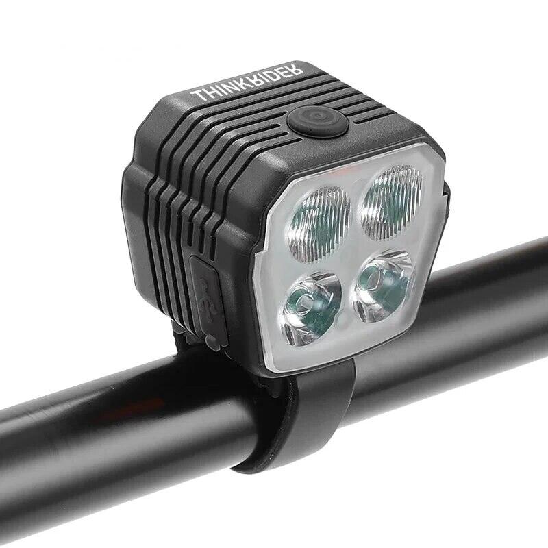 Thinkrider 300lm usb sạc xe đạp đèn trước t6 led 380mah chống nước đèn pha xe đạp tay cầm gắn cho đi xe đạp ban đêm