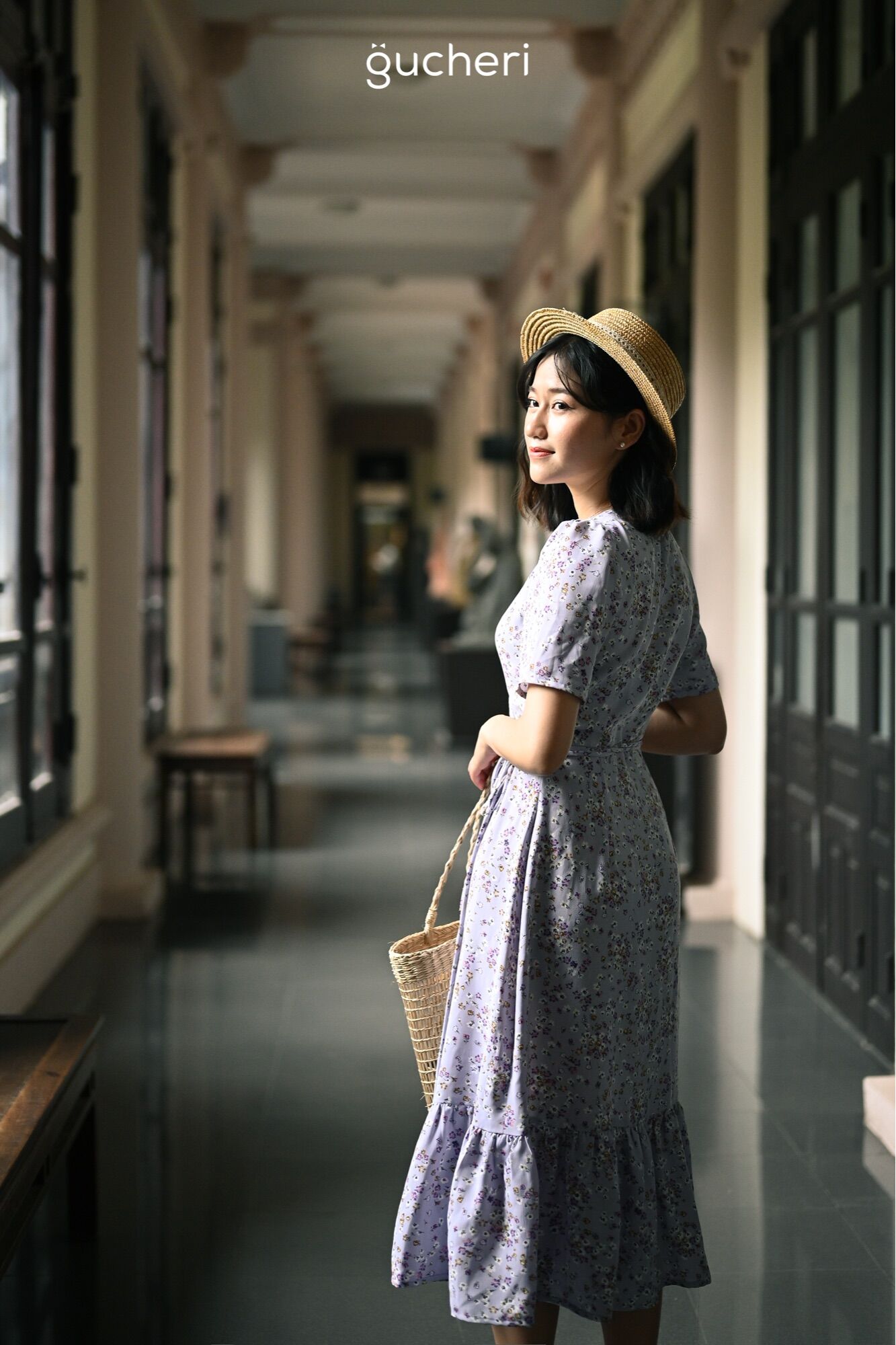 Váy hoa nhí dáng dài cổ V