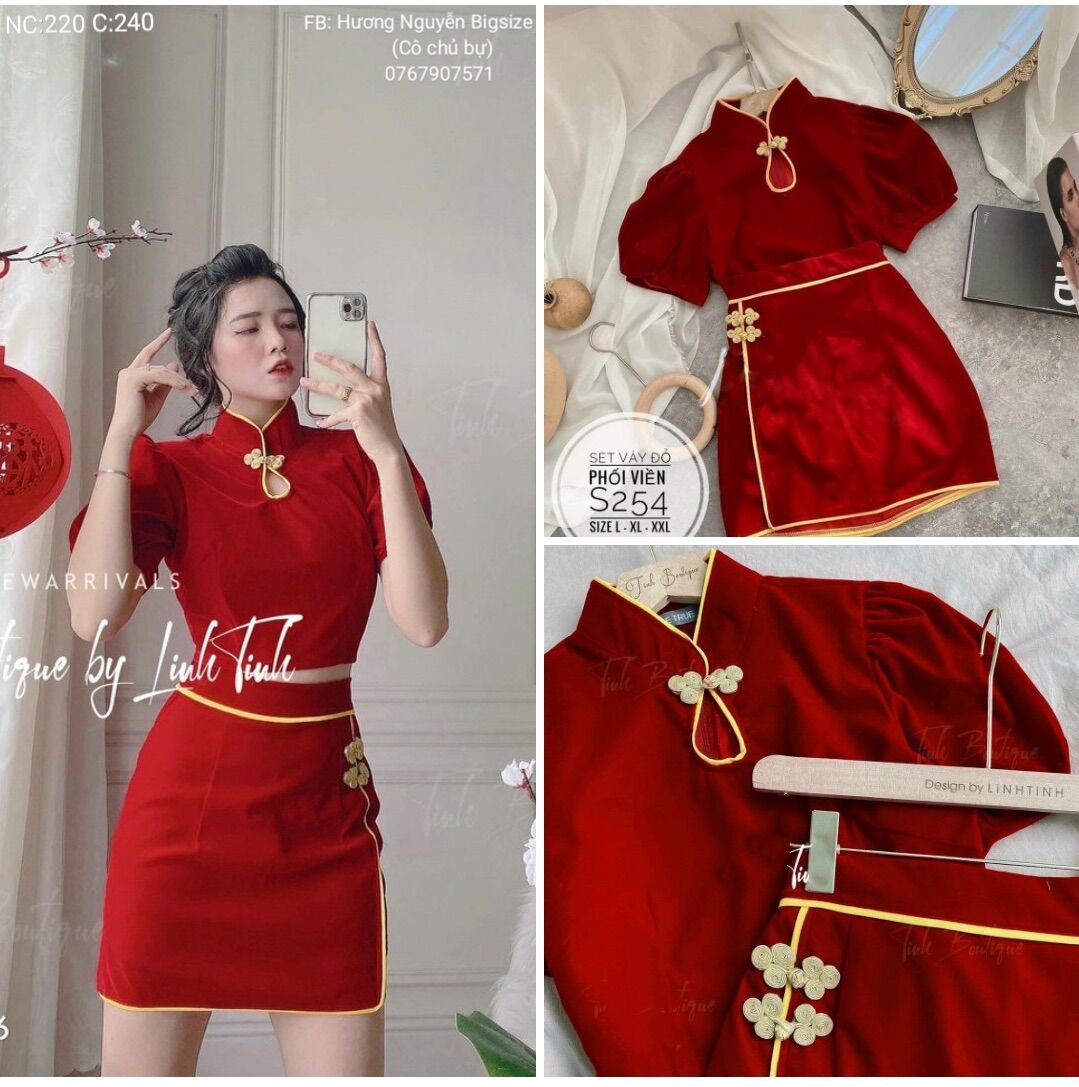55-90kg Bigsize SET VÁY TẾT CÁCH TÂN