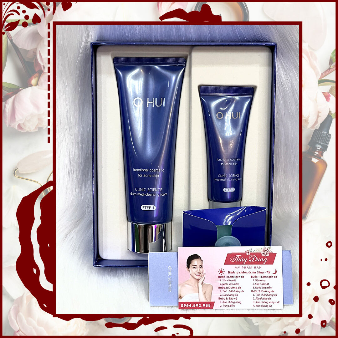 Sữa rửa mặt cho da mụn, nhờn ohui clinic science deep medi-cleansing foam special set - 
40ml-120ml