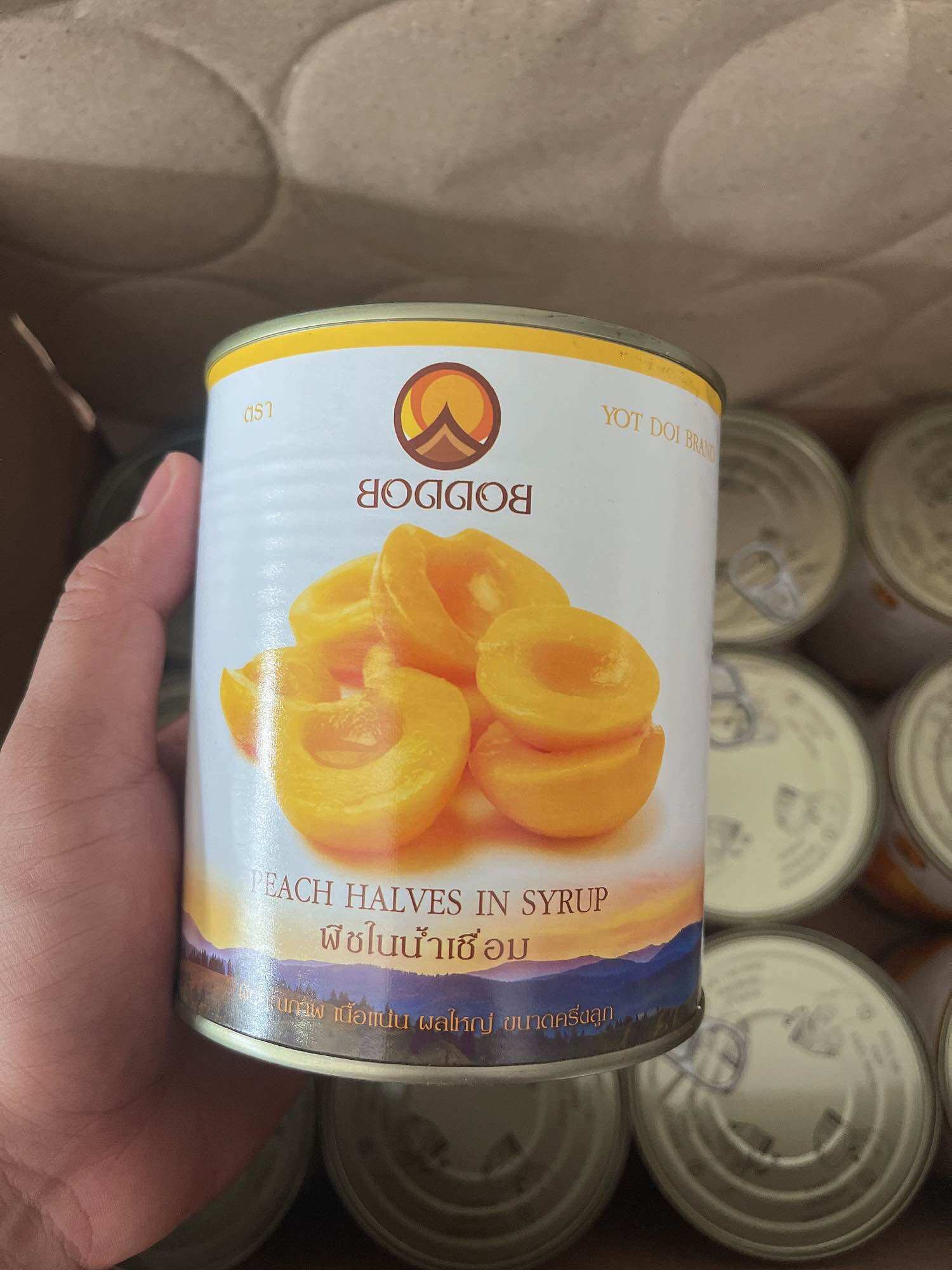Đào ngâm Boddob Thái 820gram, hàng loại 1