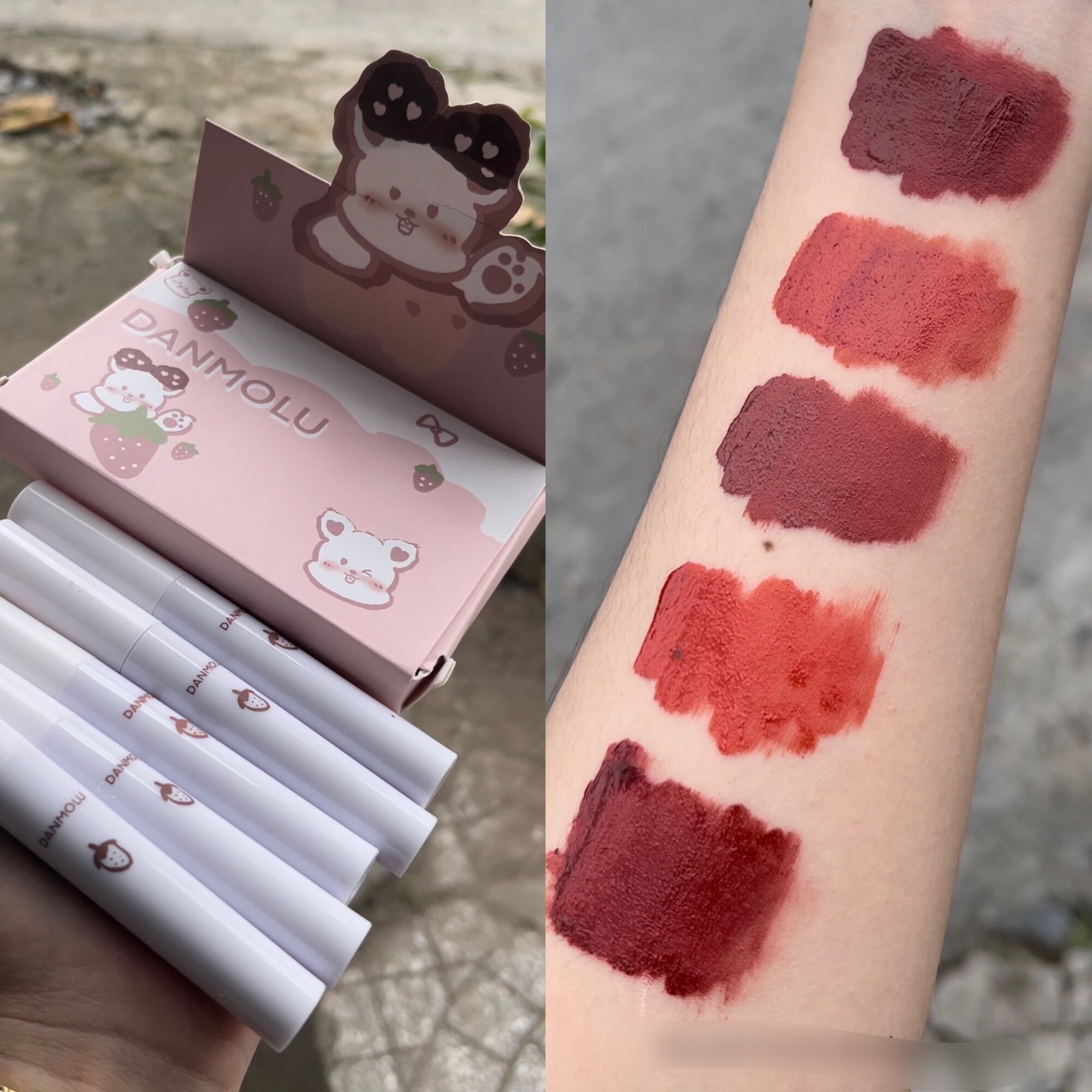 Set 5 son Danmolu gấu hồng chính hãng