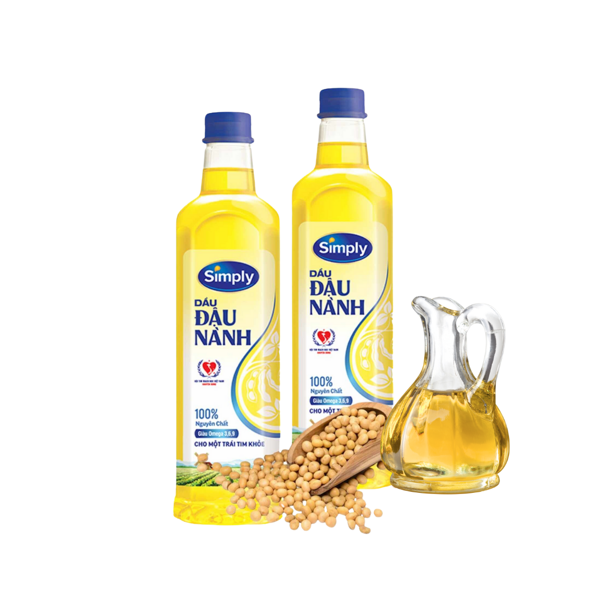 Combo 2chai dầu đậu nành simply nguyên chất (chai 1lit )thơm ngon béo ngậy cho món ngon mỗi ngày hổ trợ tốt cho tim mạch an toàn cho sức khỏe