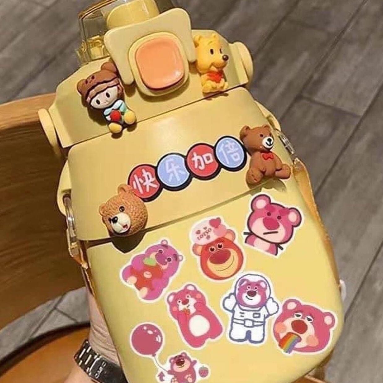 Combo 50 miếng hình dán sticker gấu dâu