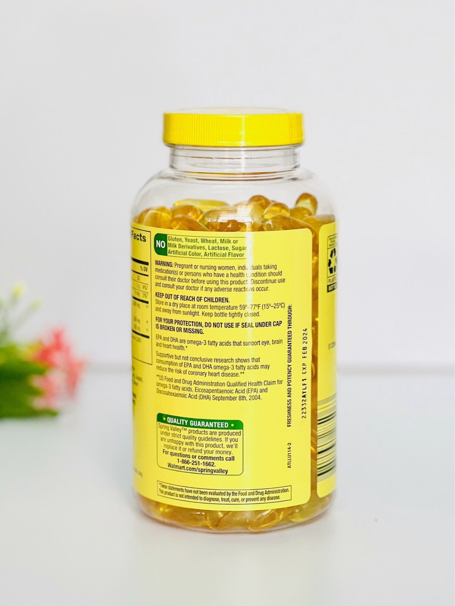 180 Viên Dầu Cá Hương Chanh Spring Valley 2000mg