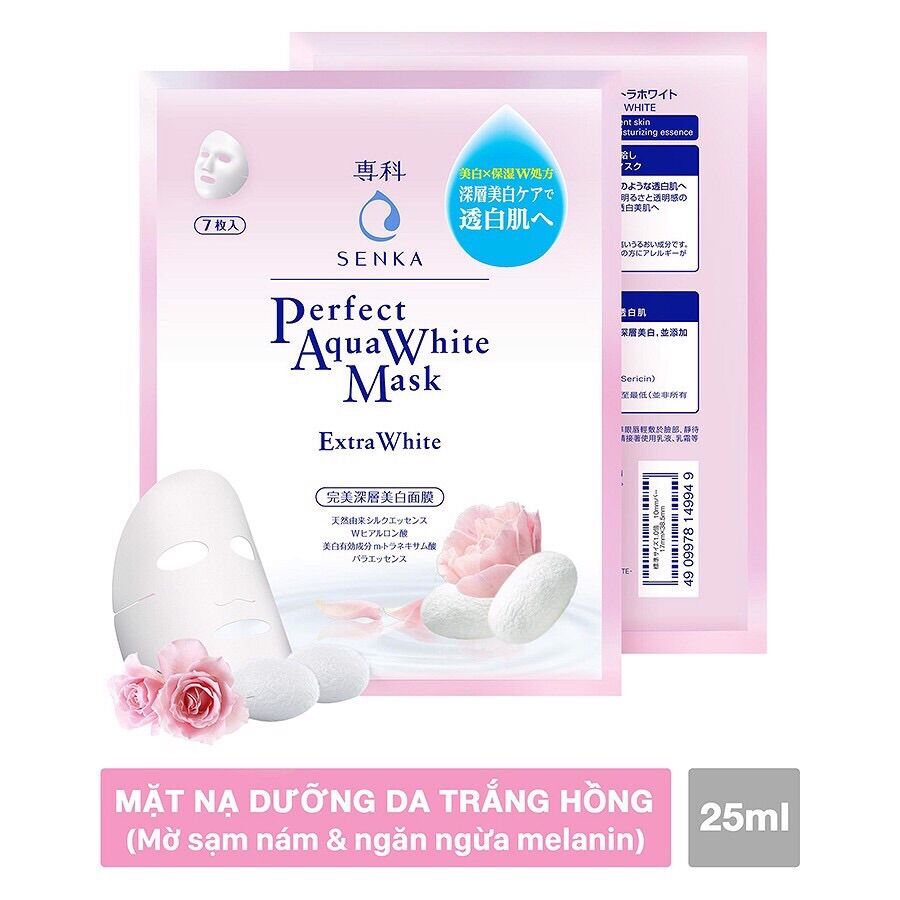 Mặt Nạ Dưỡng Da Trắng Hồng Senka Perfect Aqua White Mask Extra White 25ml
