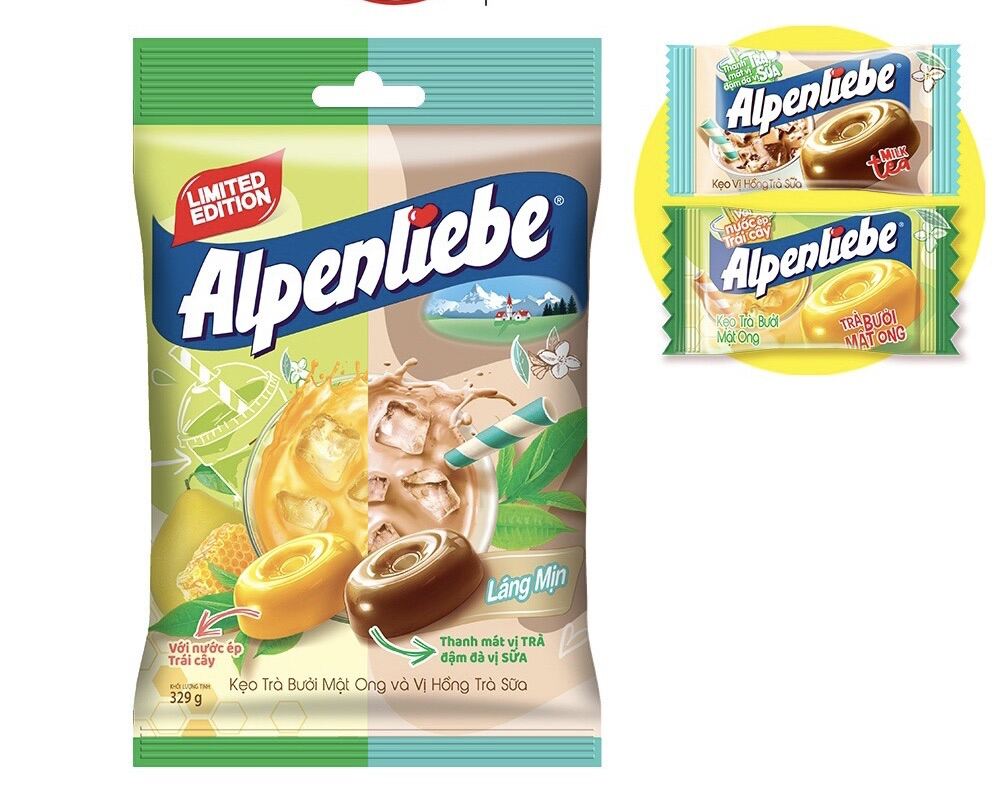Kẹo Alpenliebe Trà Sữa và Trà Bưởi Mật Ong Gói 94 viên
