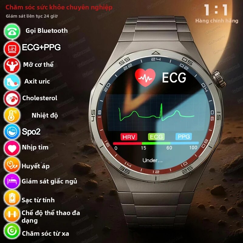 GUHUAVMI | Đồng Hồ Thông Minh ECG+PPG 2026 Mới Dành Cho Nam Nữ, Phân Tích Sức Khỏe, Đo Huyết Áp, Lipid, Axit Uric, Gọi HD Không Dây, Theo Dõi Thể Dục