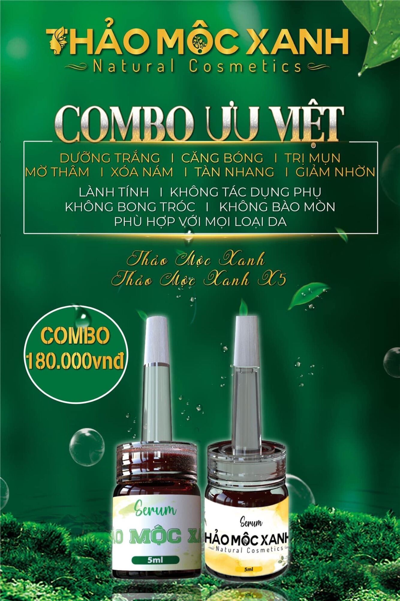 [Combo] Thảo Mộc Xanh Sạch Mụn Căng Bóng