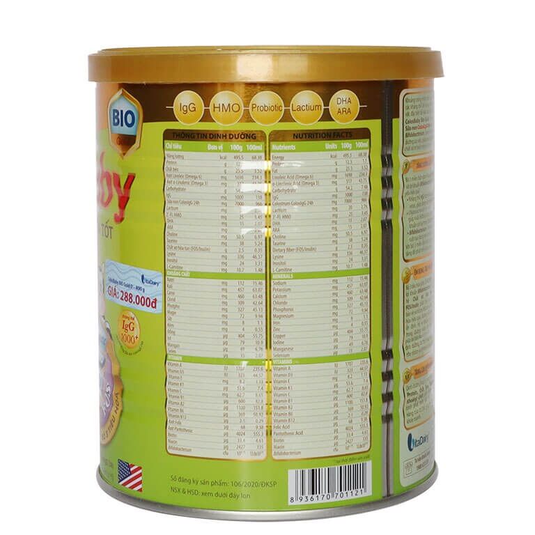 [HCM](DATE MỚI) Sữa bột colosbaby BIO số 0, 1, 2 800g