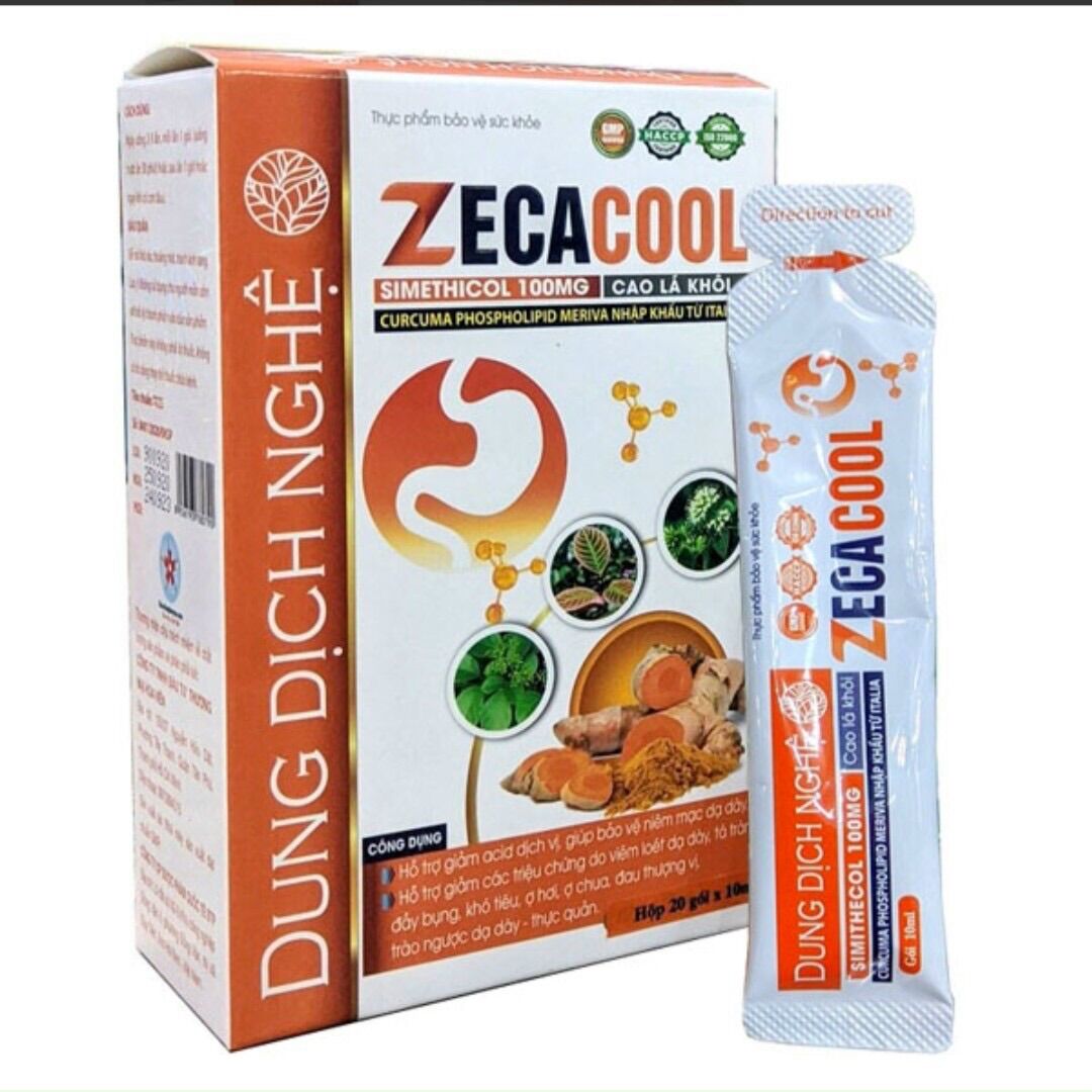 Dung dịch nghệ mật ong Zecacool - Hỗ trợ giảm acid dịch vị, bảo vệ niêm mạc dạ dày - hộp 20 gói