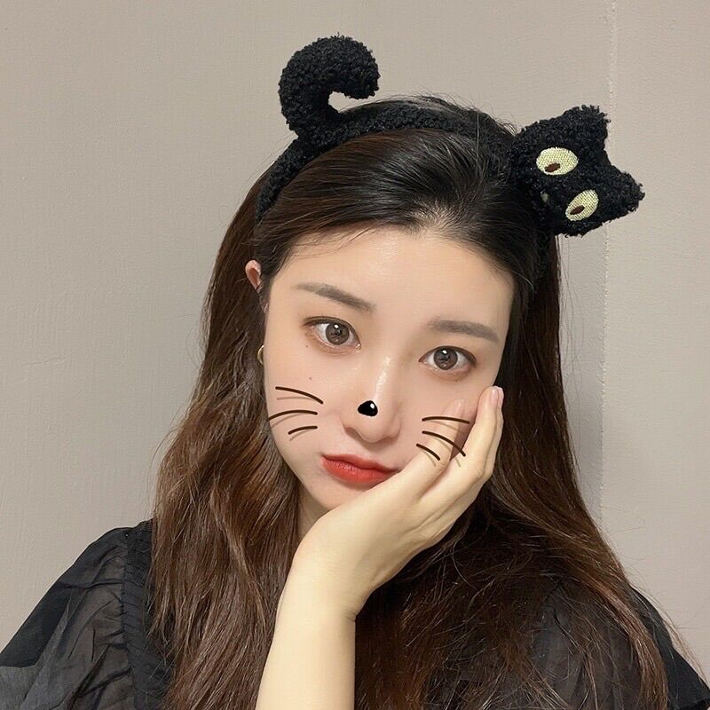 Bờm tóc cài tóc mèo đen thêu mắt vàng cute dễ thương