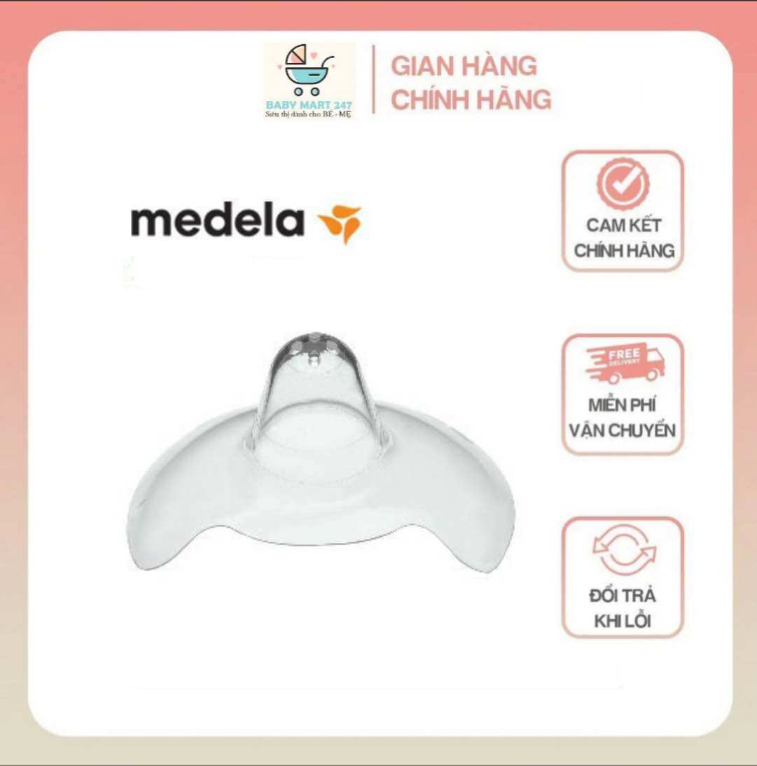 Bộ 2 núm trợ ti medela, hỗ trợ bé ti mẹ dễ dàng hơn, núm siêu mềm mô phỏng ty mẹ, chất liệu silicon y tế an toàn