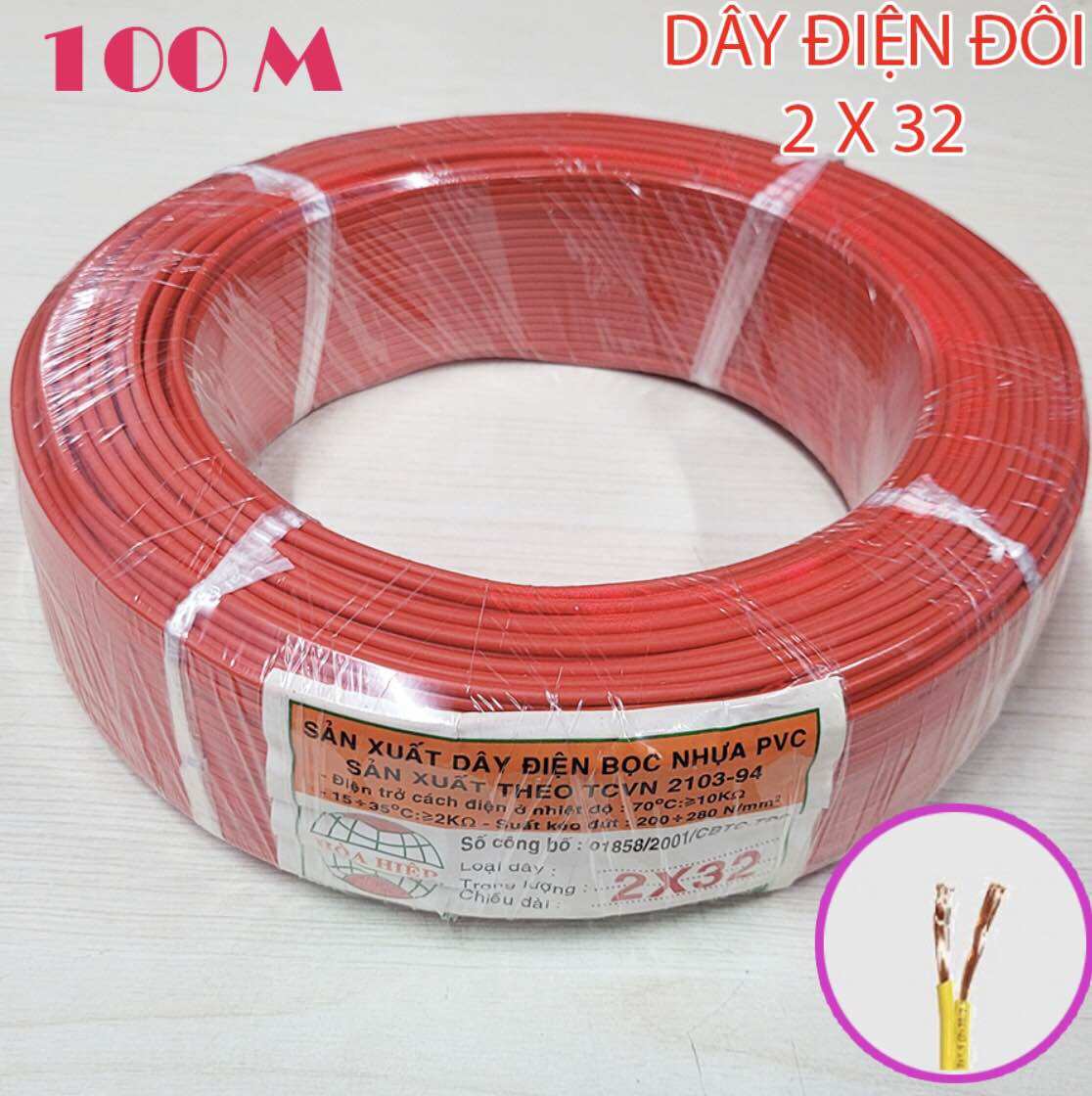 Dây điện đôi cuộn 100m 2x32 dây đồng