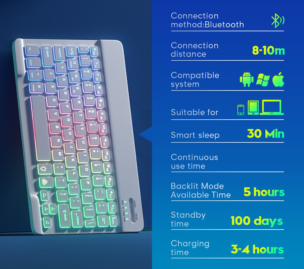 Universal Bluetooth wireless keyboard-Keyboard for Windows/Mac/Android/iOS/phone/iPad/tablet Bluetooth mouse low mute Bluetooth keyboard iPad color no noise small keyboard, bluetooth wireless keyboard, Bluetooth keyboard and mouse