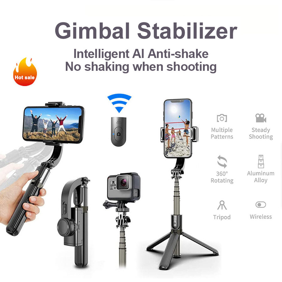 Cầm tay Gimbal ổn định cho điện thoại thông minh 1-trục với Selfie Stick Tripod đứng không dây bluetooth từ xa cho Iphone Android