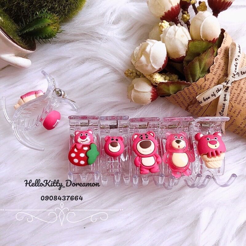 SET 5c KẸP TÓC CÀNG CUA 3 RĂNG GẤU DÂU LOTSO