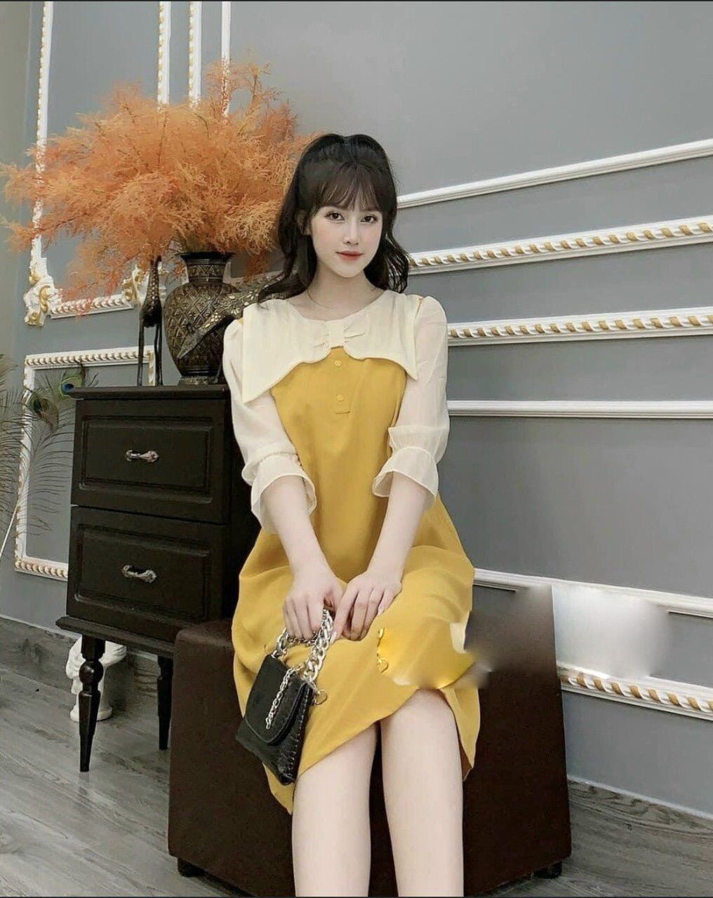 Đầm bầu công sở tay lửng thời trang